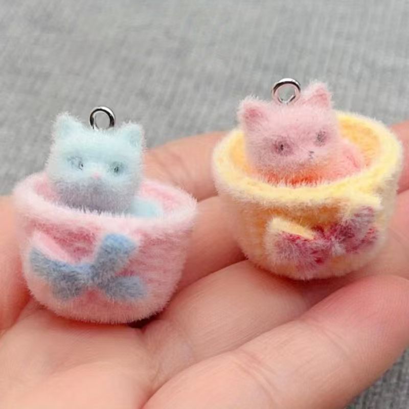 Gaming Accessories Gifts - 4 buah liontin kucing resin 3D,