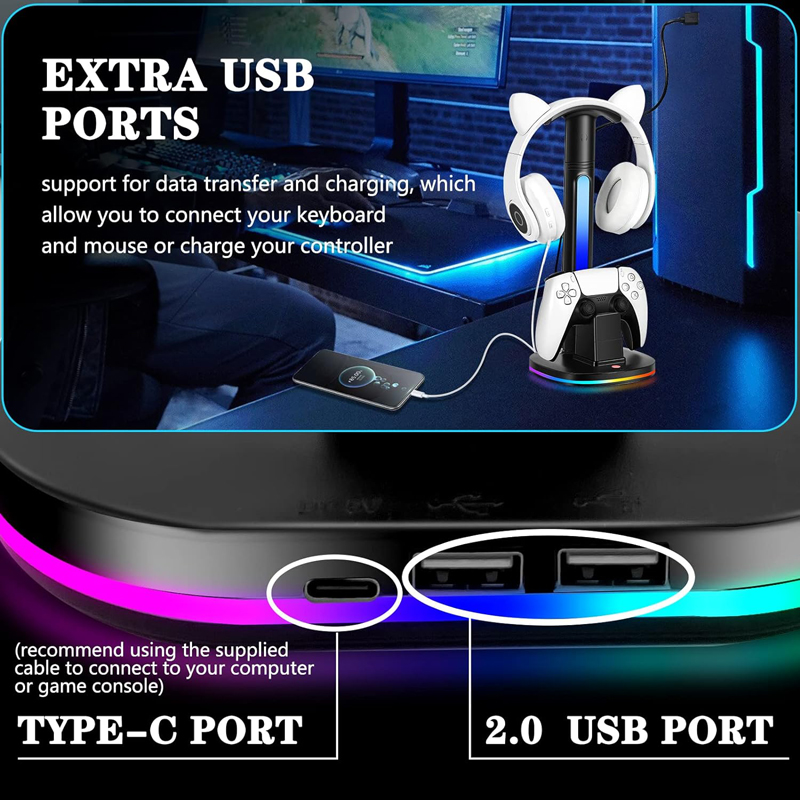 Dudukan pengisi daya pengontro - Headset Stand Rgb ulasan dan harga